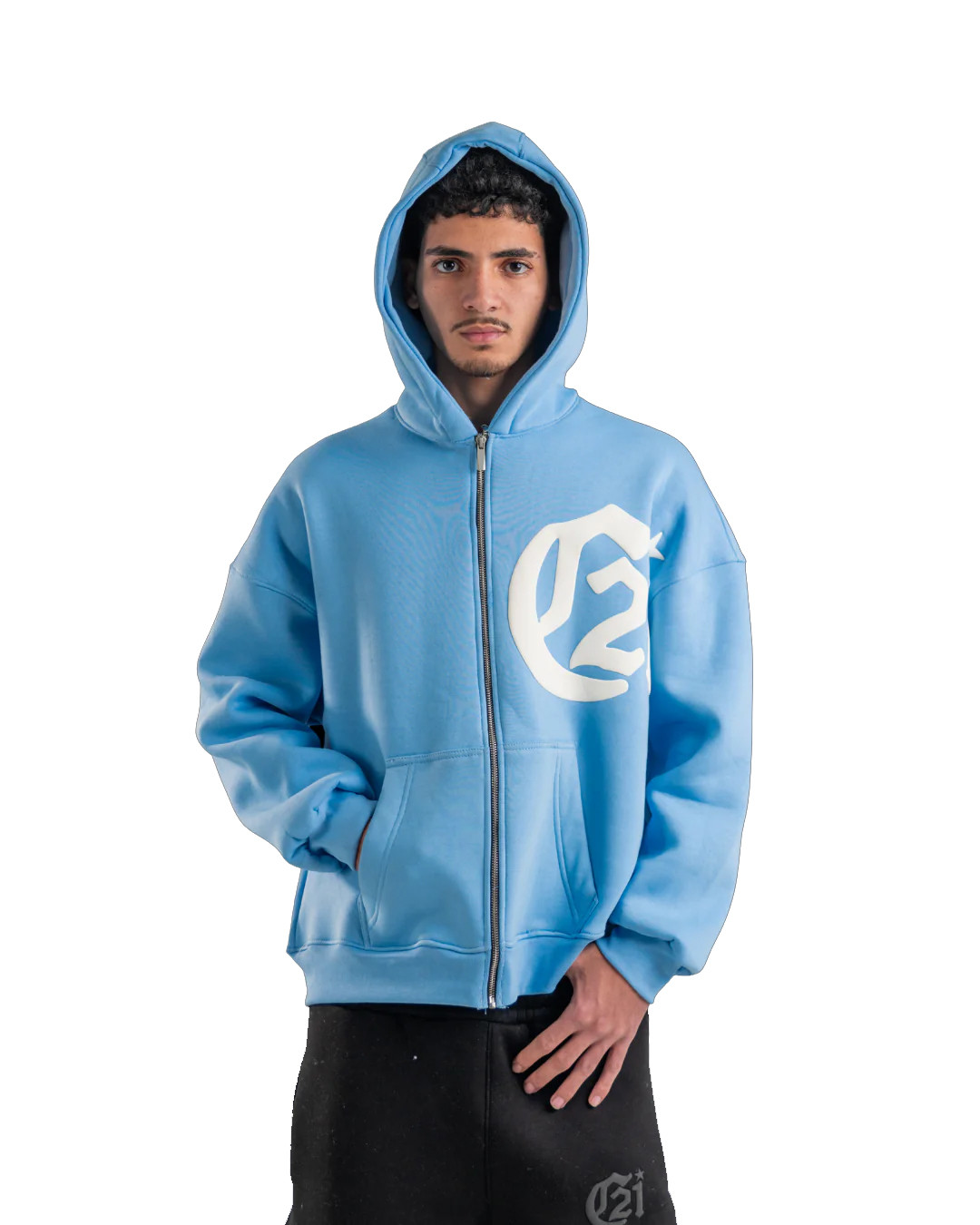 Baby Blue Zip-Up Hoodie